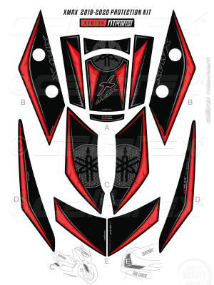 HSB-795 YAMAHA XMAX FULL TANKPAD SET XY013R