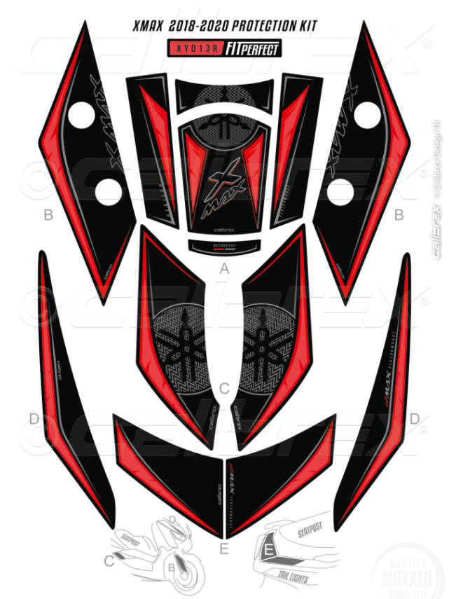 HSB-795 YAMAHA XMAX FULL TANKPAD SET XY013R - 1