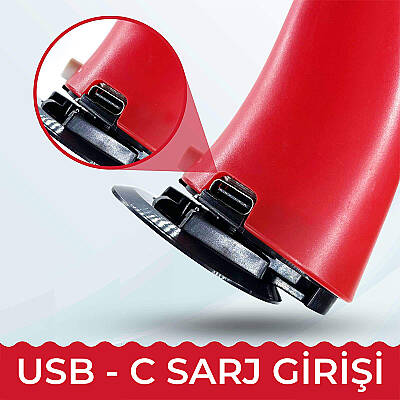 PH-346 IŞIKLI SARJLI KASK BOYNUZU BEYAZ (1)